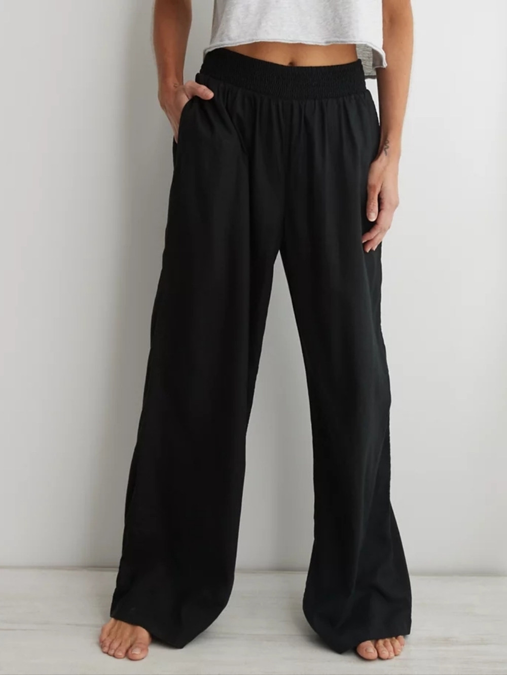 Aerie High Waisted Linen Blend Pant
